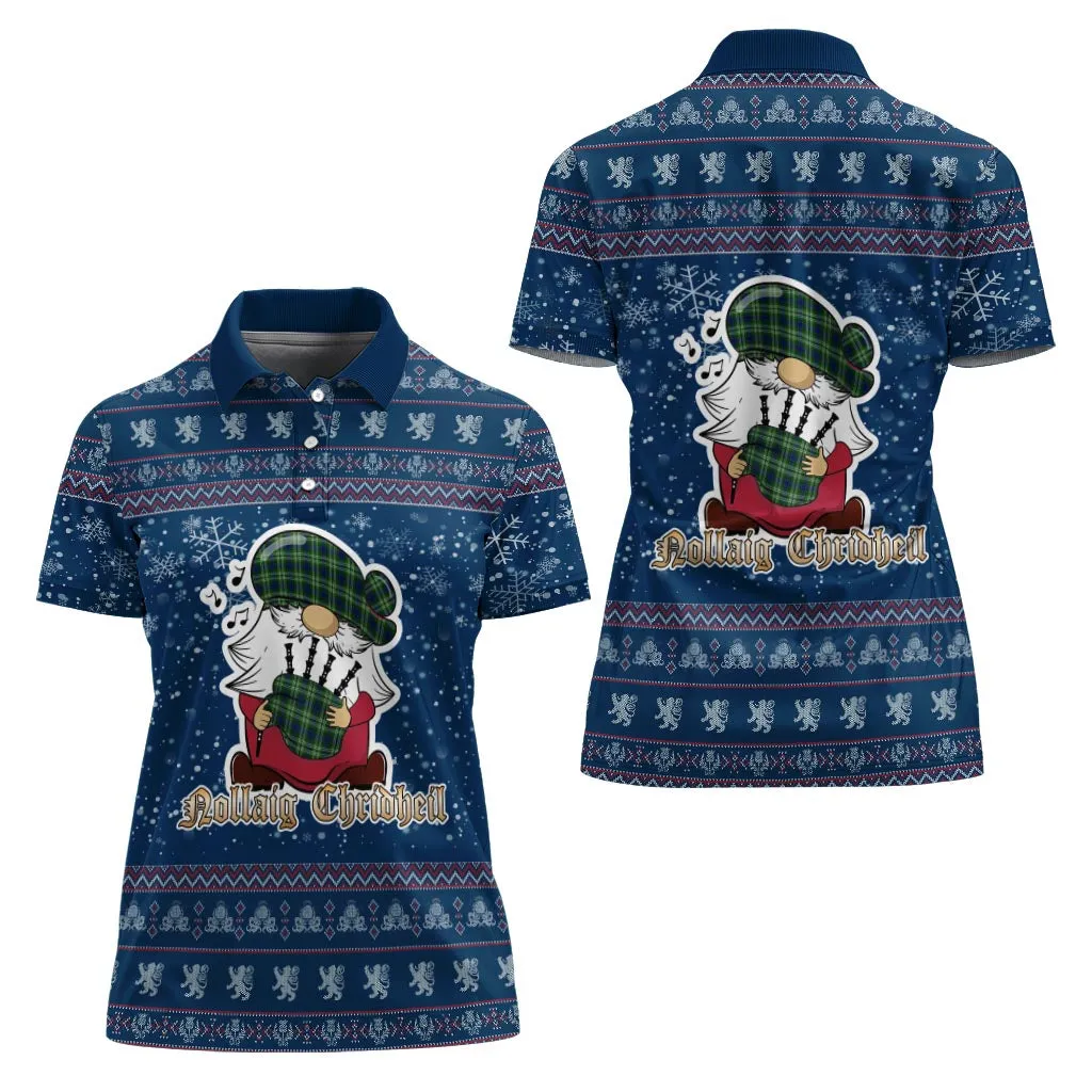Blackadder Clan Christmas Family Polo Shirt with Funny Gnome Playing Bagpipes