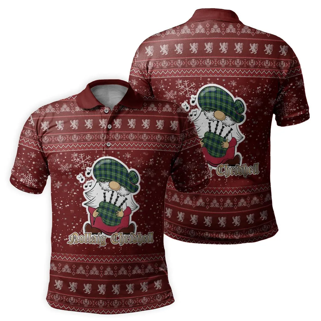 Blackadder Clan Christmas Family Polo Shirt with Funny Gnome Playing Bagpipes