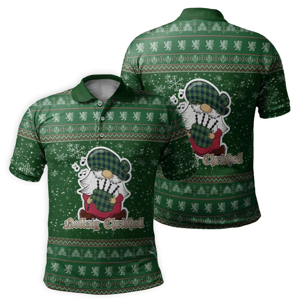 Blackadder Clan Christmas Family Polo Shirt with Funny Gnome Playing Bagpipes