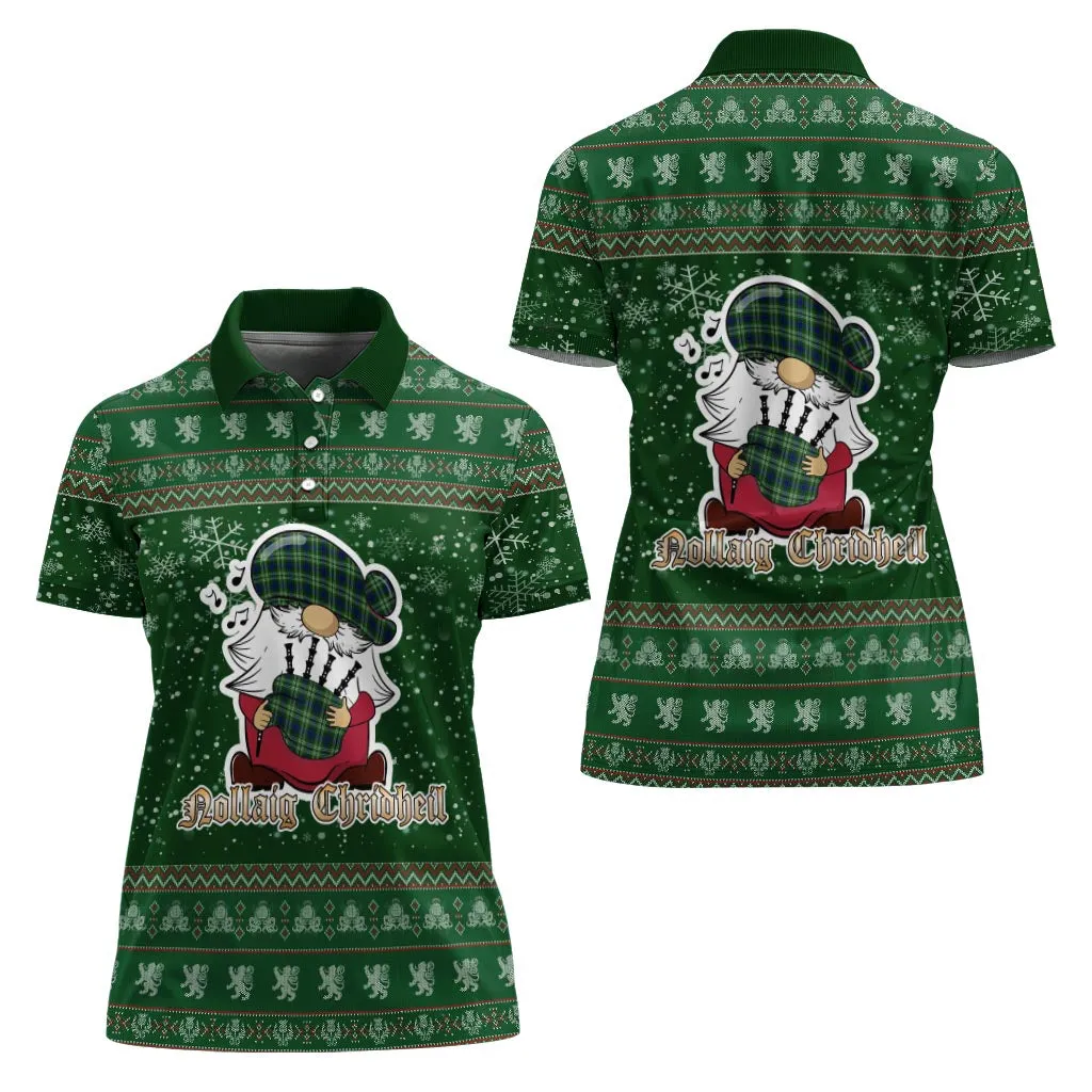 Blackadder Clan Christmas Family Polo Shirt with Funny Gnome Playing Bagpipes