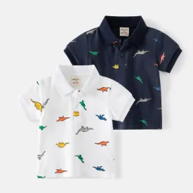 Colorful Dinosaur Short Sleeve POLO Shirt