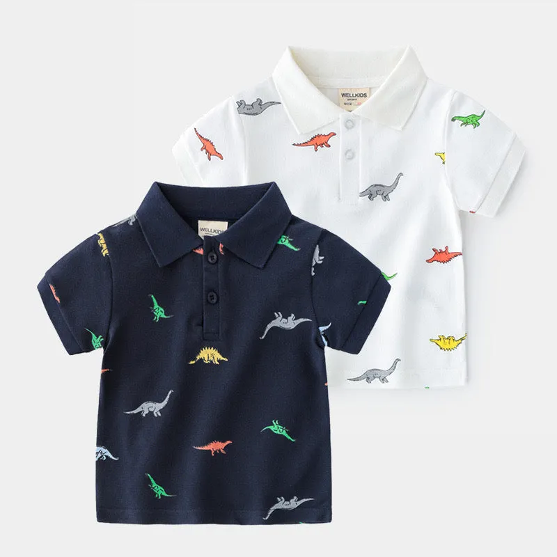 Colorful Dinosaur Short Sleeve POLO Shirt