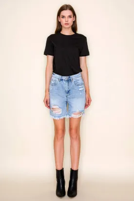High Rise Bermuda Denim Shorts