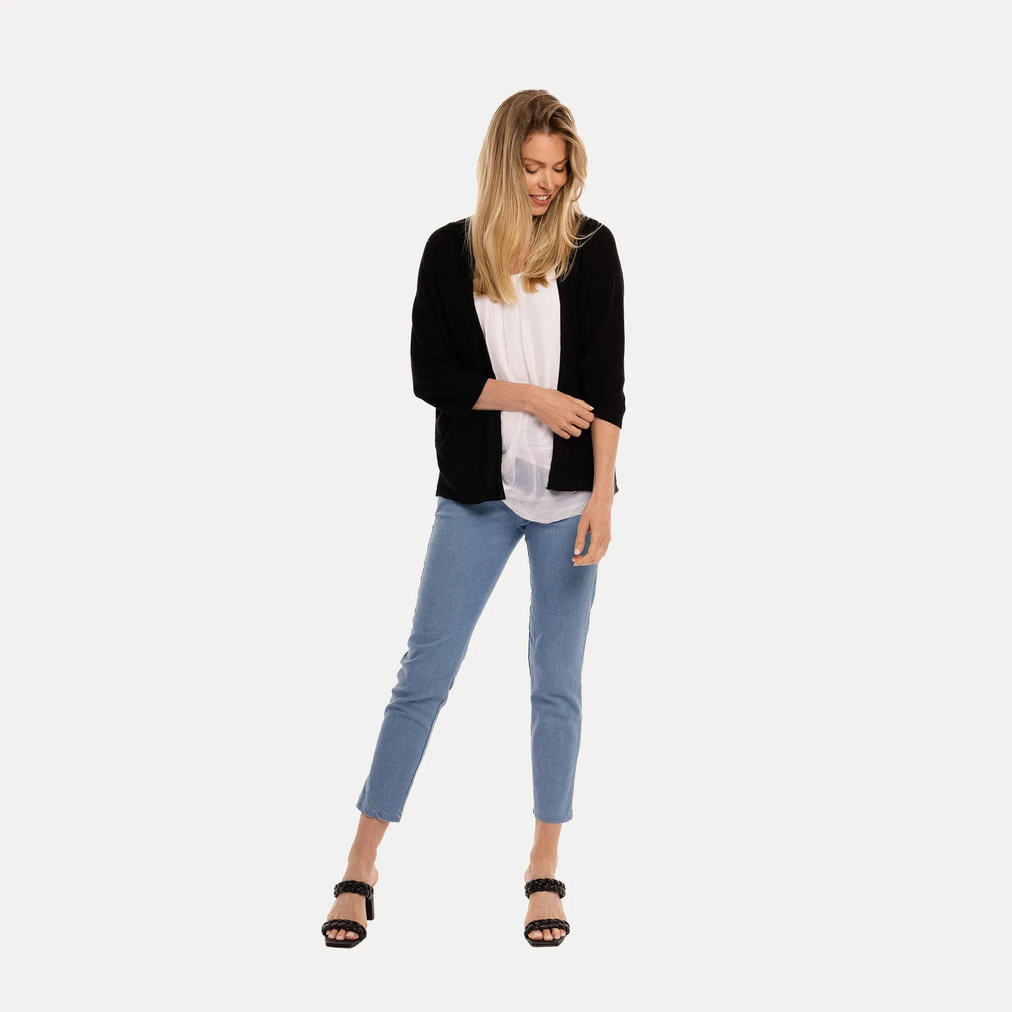 M Made in Italy  Women's Knitted Three-Quarter Sleeve Cardigan
