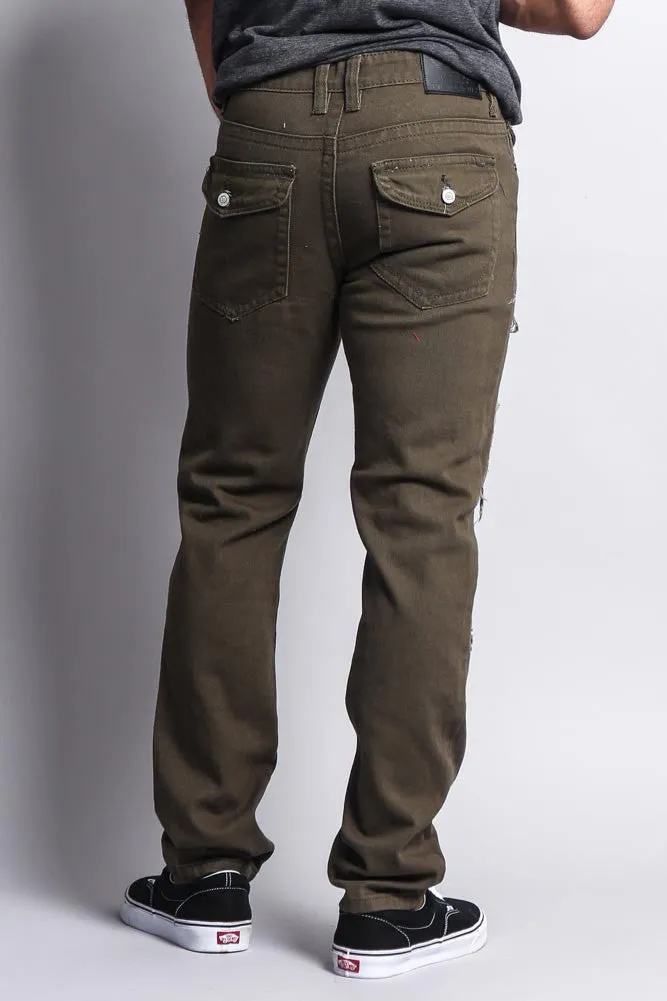 Men's Destroyed Taper Fit Colored Jeans