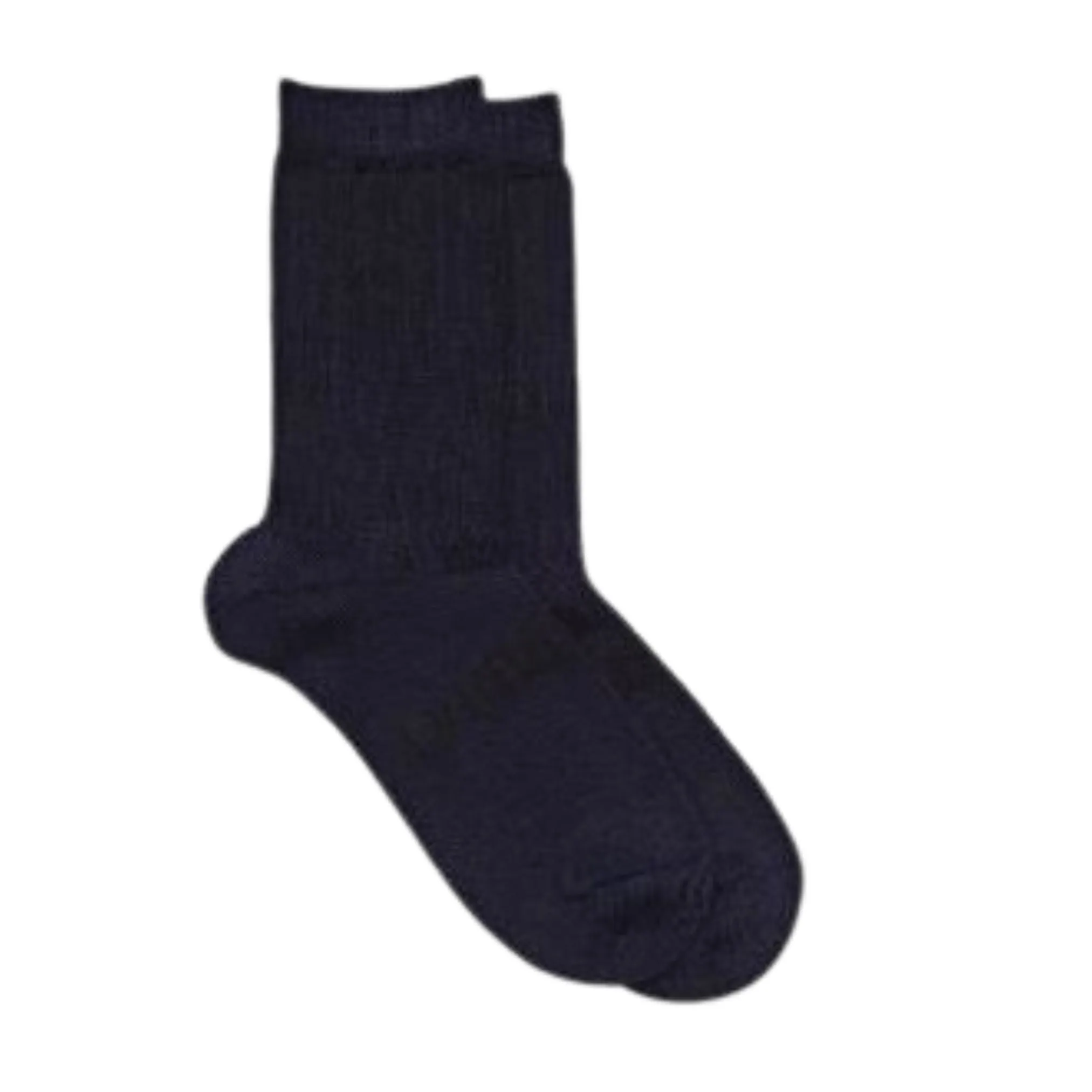 Merino Wool Crew Rib Socks - Navy