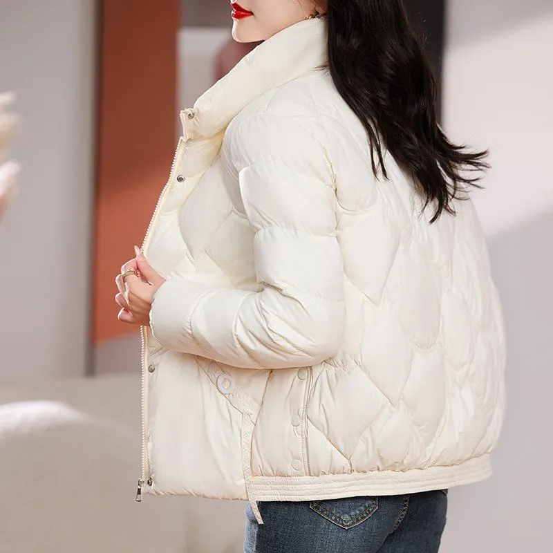 Quilted Diamond Cropped Puffer Jacket