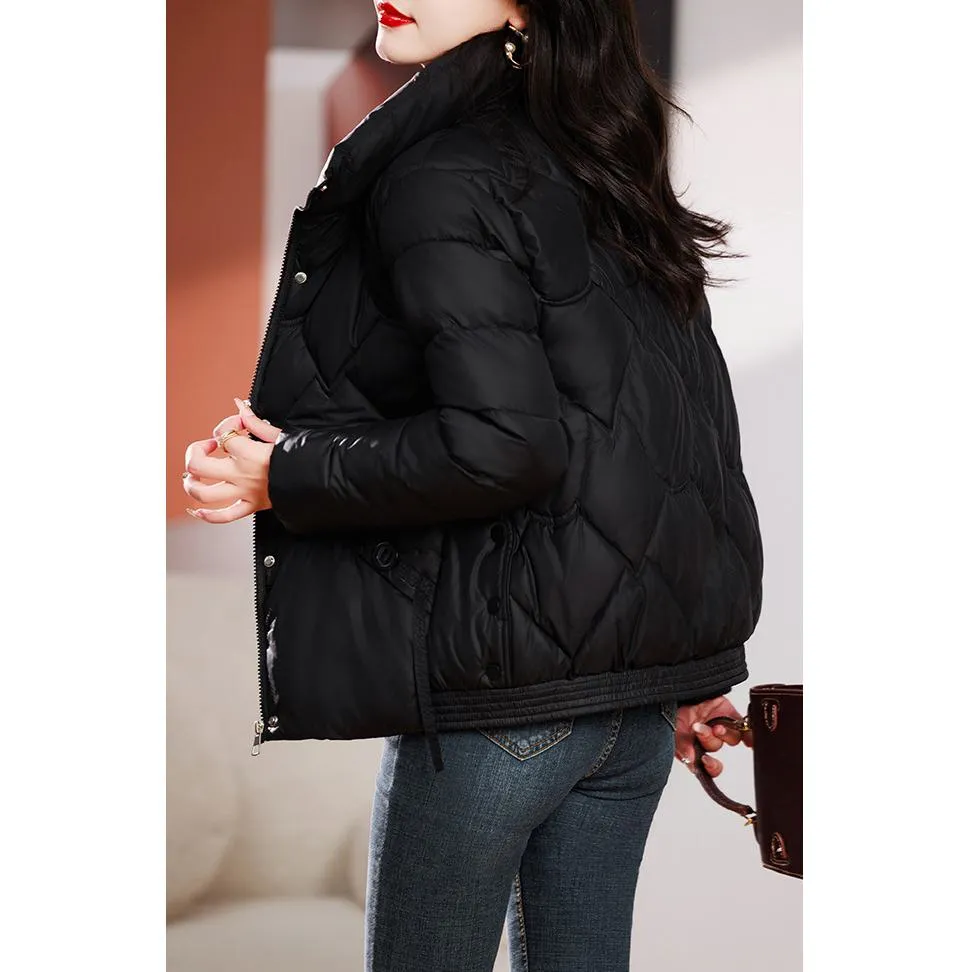 Quilted Diamond Cropped Puffer Jacket