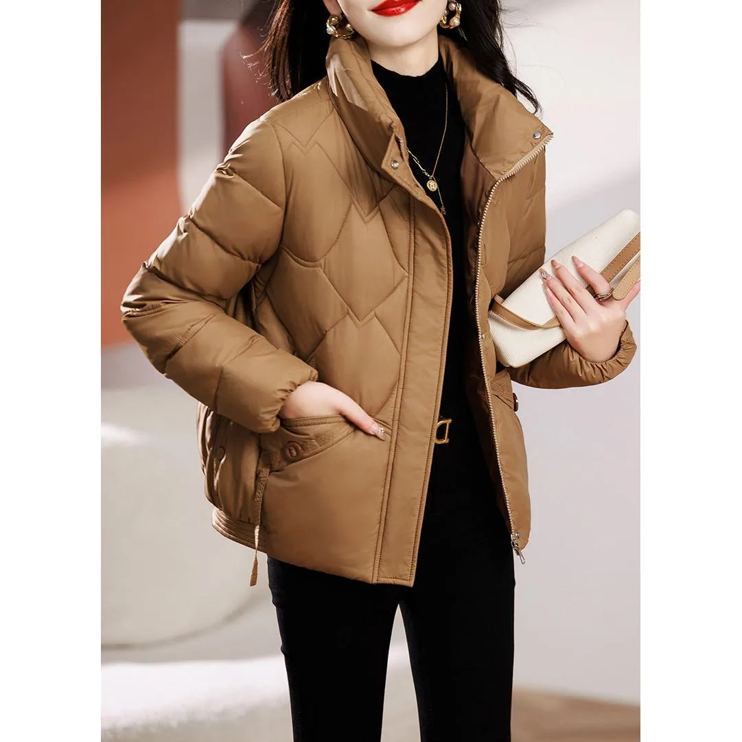 Quilted Diamond Cropped Puffer Jacket