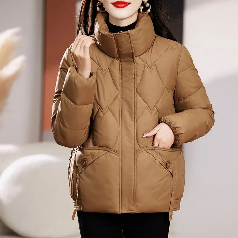 Quilted Diamond Cropped Puffer Jacket
