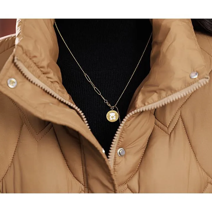 Quilted Diamond Cropped Puffer Jacket