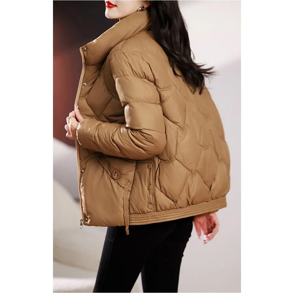 Quilted Diamond Cropped Puffer Jacket