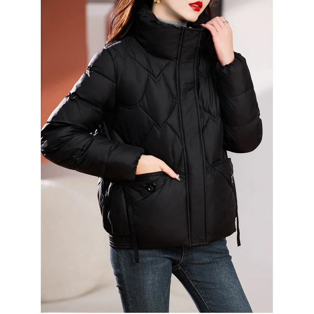Quilted Diamond Cropped Puffer Jacket