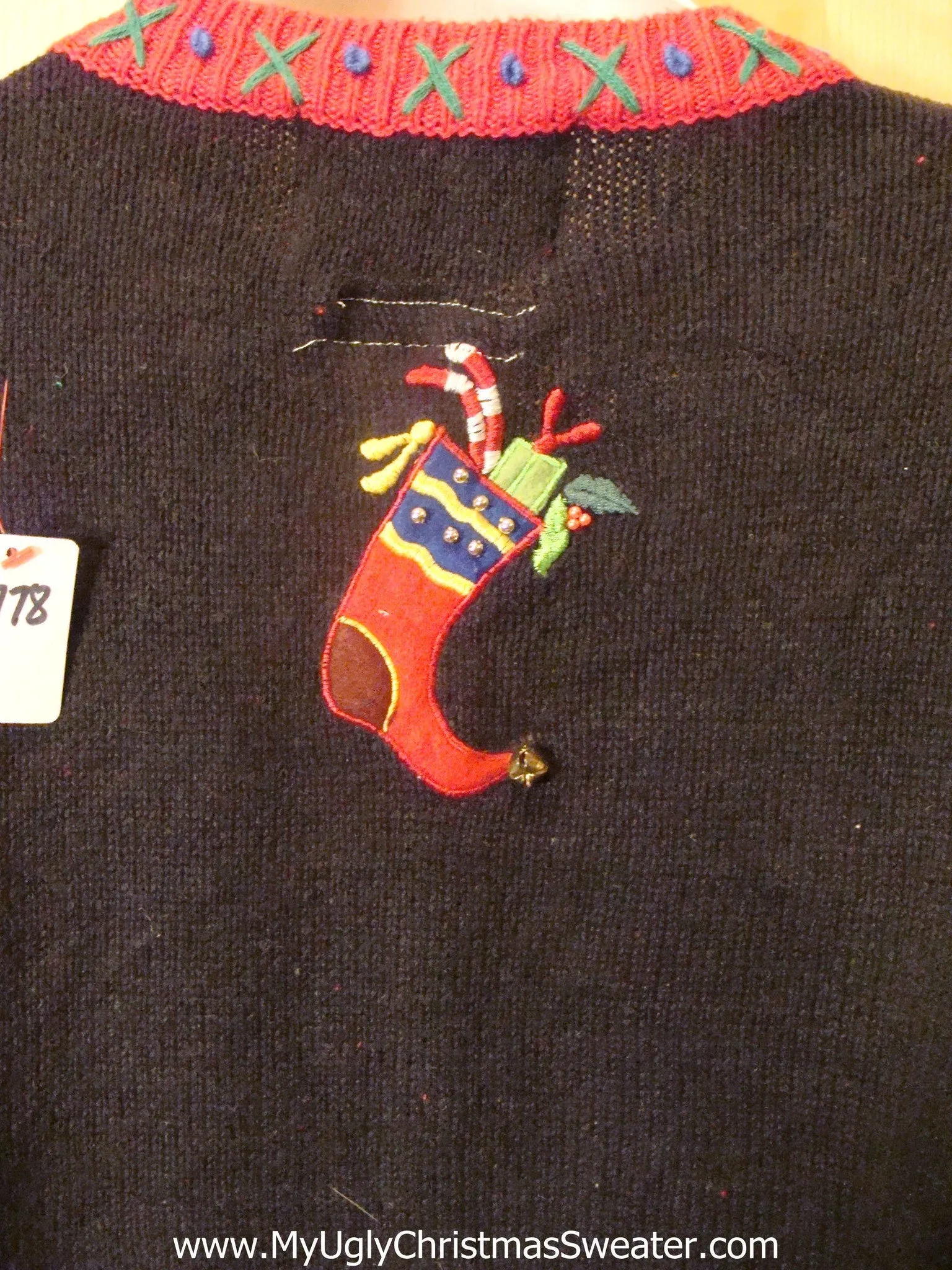 Tacky Light Up Christmas Sweater with Crazy Festive Stockings