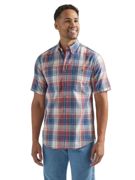 Wrangler Men's Wear Short Sleeve Plaid Button-Down Shirt - Big