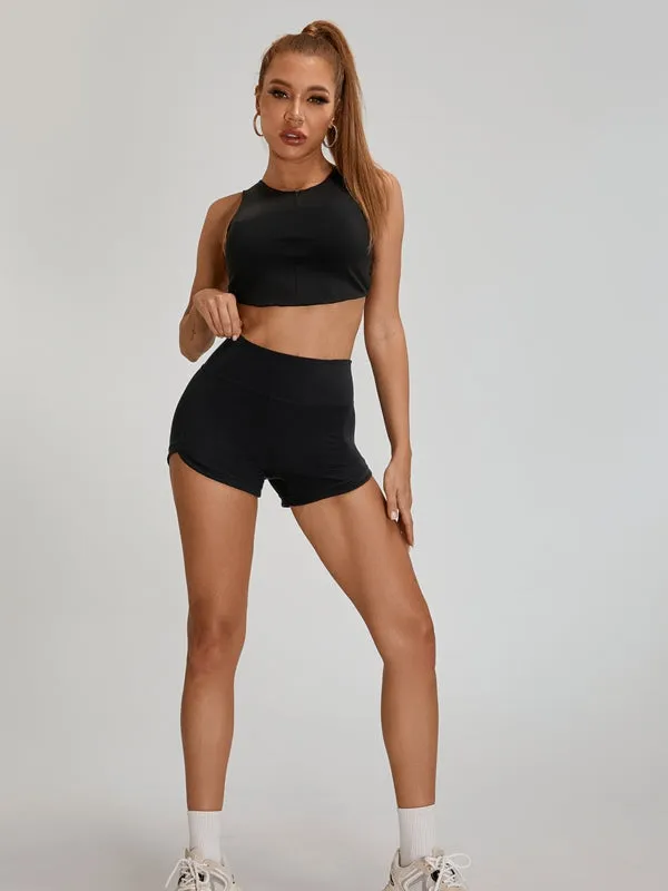 ZASUWA Female Cross Back Zipper Sports Tank