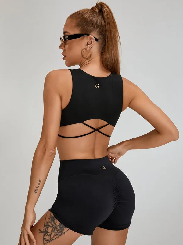 ZASUWA Female Cross Back Zipper Sports Tank